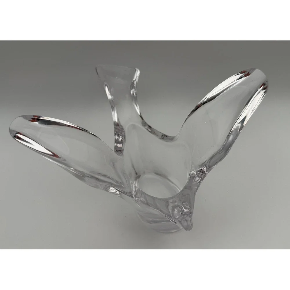 Heavy Clear Art Glass Bird Figurine Abstract Flying Swallows Sculpture Decor